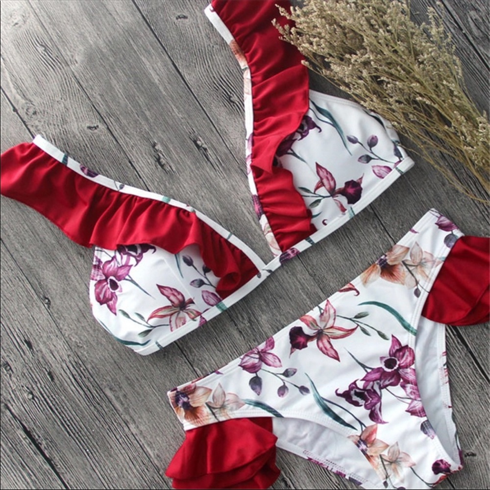 Floral Print ruffle bikini NWOT - Picture 3 of 4